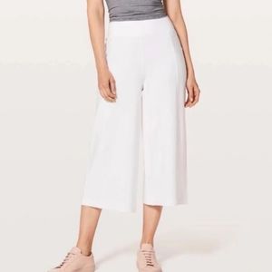 Lululemon Blissed Out Coulette White Cropped Wide Leg Yoga Pants